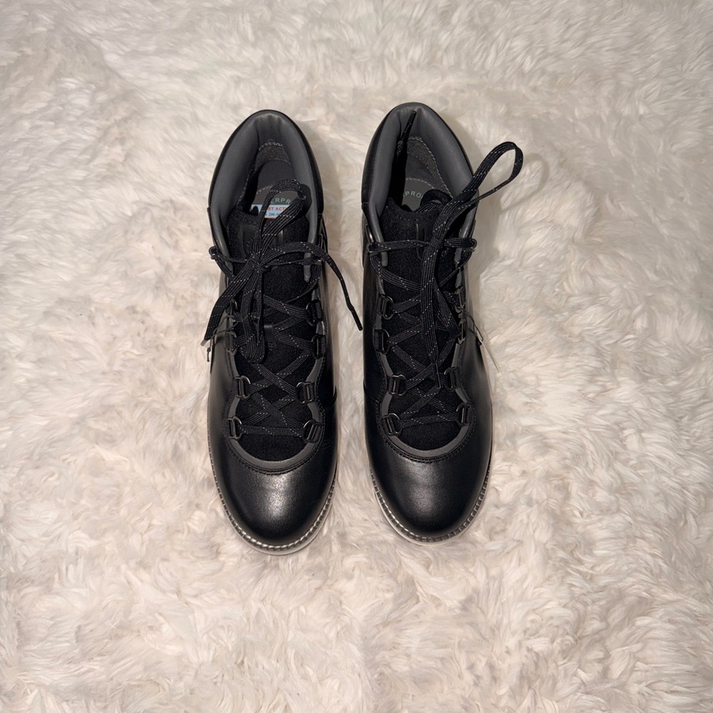 Cole Haan ZeroGrand Black Lace Up Waterproof Boots - Picture 4 of 9